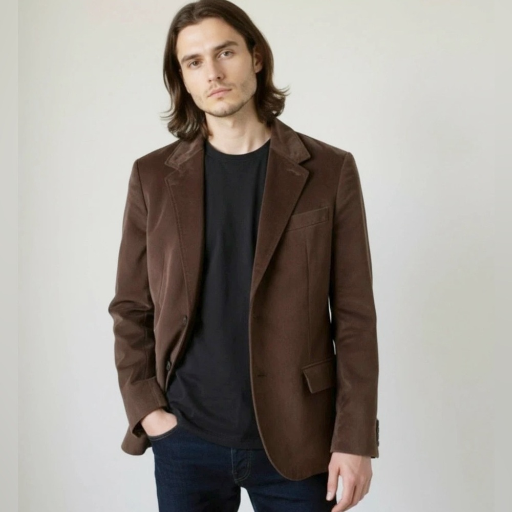 Gap Blazer Mens Extra Large Velvet Blazer Sport Coat Brown Jacket 2 Button
